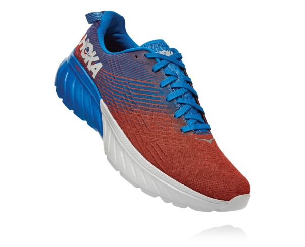 Hoka One One Mach 3 Mens UK - Royal / Red Road Running Shoes - JCDGA4068